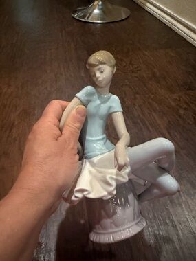 Lladro Pale Blue and White Seated Ballerina Porcelain Figurine